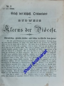 Erlaß des bischöfl. Ordinariates von Budweis an den Klerus der Diöcese  - Jahr 1868 / 1869