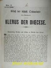 Erlaß des bischöfl. Ordinariates von Budweis an den Klerus der Diöcese 1860