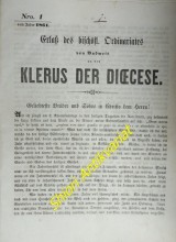 Erlaß des bischöfl. Ordinariates von Budweis an den Klerus der Diöcese 1861