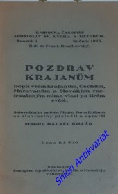 POZDRAV KRAJANŮM - Dopis všem krajanům , Čechům , Moravanům a Slovákům roztroušeným mimo vlast po širém světě