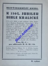 K 350 l. jubileu Bible Kralické