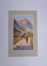 ALPSKÁ KRAJINA - Muž hrající na alpský roh