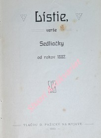 LÍSTIE verše Sedliačky od rokov 1882