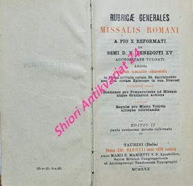 Rubricae generales missalis romani a pio X reformati et ssmi d. n. Benedicti XV auctoritate vulgati