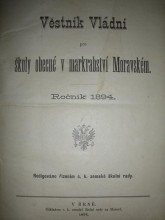 Věstník Vládní pro školy obecné v markrabství Moravském 1894